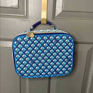 Tory Burch Blue Geometric Cosmetic Bag